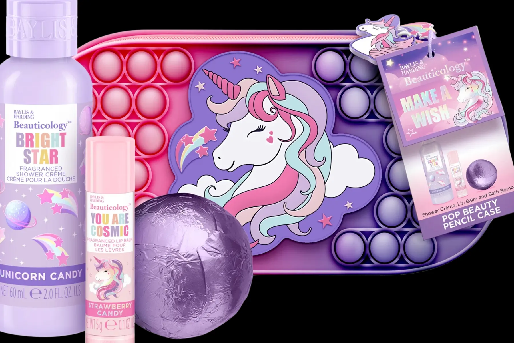 Baylis u0026 Harding Vartalonhoito<Baylis & Harding Beauticology Cosmic Unicorn Pop Beauty Pencil Case Gift Set lahjapakkaus