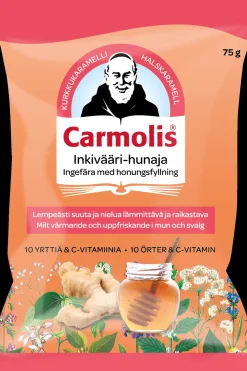 Carmolis Suklaat Ja Muut Makeiset<Hunajainen inkivääri yrttikaramelli 72g