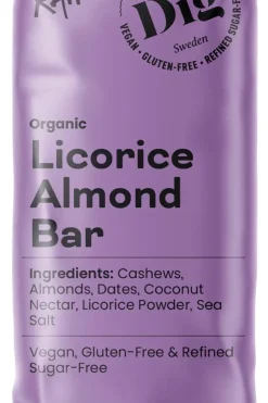 New Dig Luomu Lakritsi-mantelipatukka 42g Urheiluravinnevälipalat