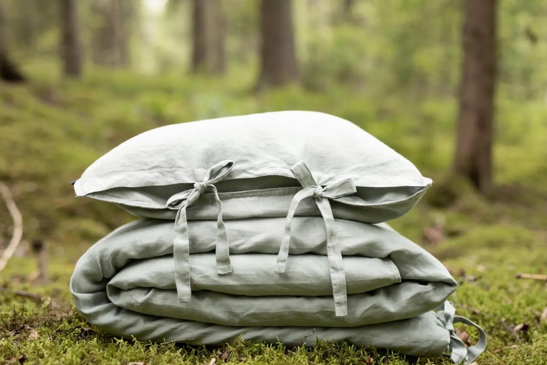 Outlet pussilakanasetti Pellava 150x200+50x60cm Salvia Pussilakanat