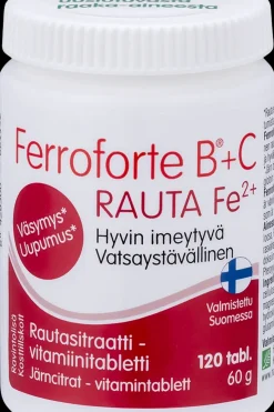 Ferroforte Kivennäis- Ja Hivenaineet<B + C rautasitraatti-vitamiinitabletti 120 tabl