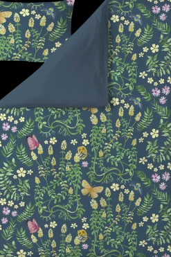 Clearance Puutarhajuhla satiinipussilakanasetti 150x210+50x60 cm petrooli/keltainen Pussilakanat