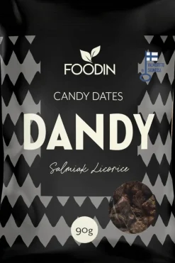 Clearance Dandy Candy dates Salmiak Liquorice 90g Pähkinät, Siemenet Ja Muut Kuivatuotteet