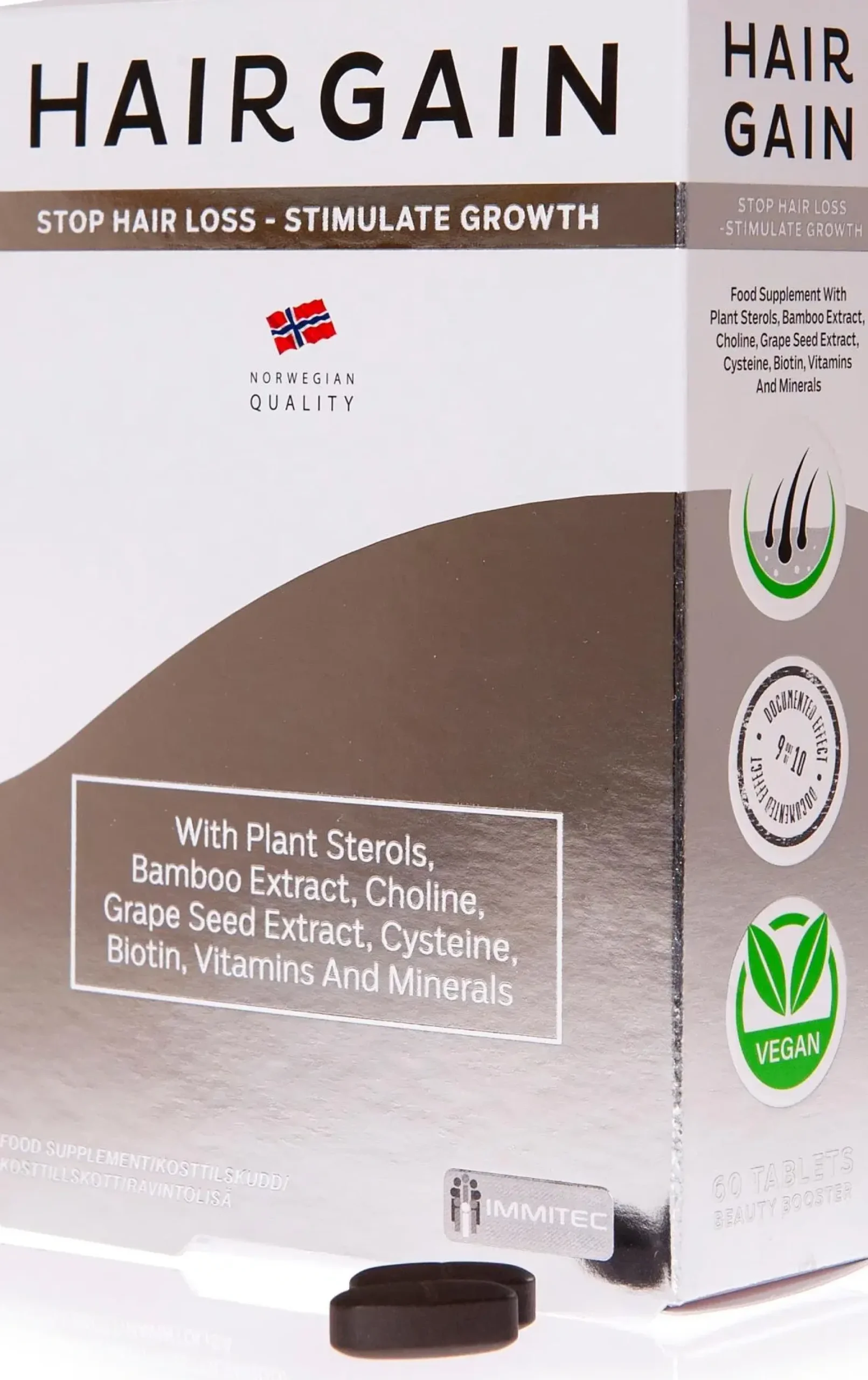 Med-Eq Kauneuden Hyvinvointivalmisteet<Hairgain Vegan ravintolisä 60 tabl.