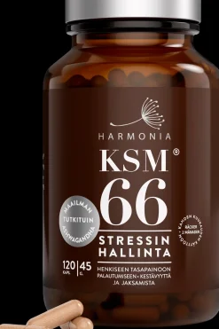 Harmonia Erityisvalmisteet<KSM66 Luomu Ashwagandha-uutekapseli ravintolisä 45g/120kaps