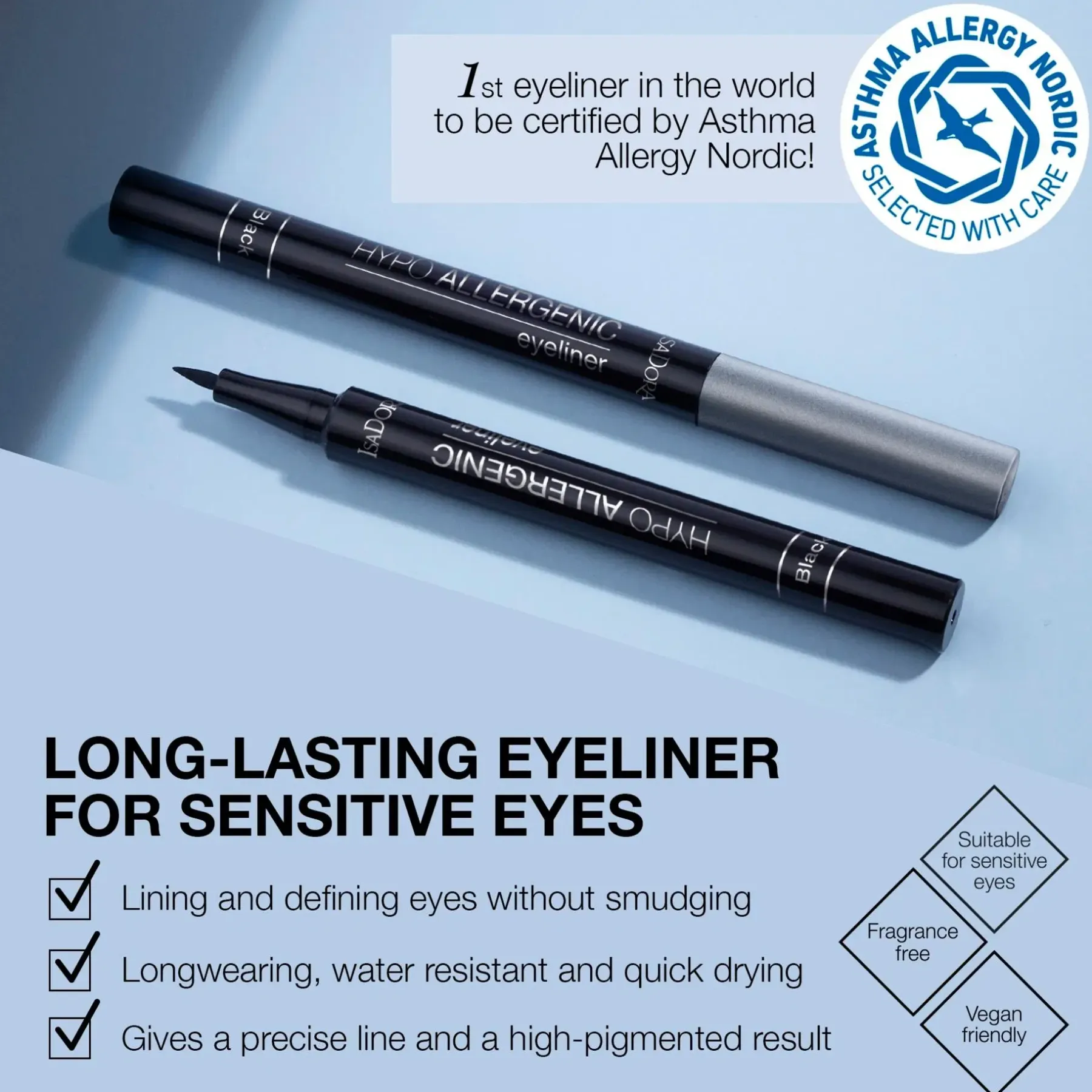 Clearance Hypo-Allergenic Eyeliner nestemäinen silmänrajaus 3 ml Hajusteettomat Meikit|Silmämeikit
