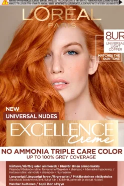 L'Oréal Paris Hiusvärit<Excellence Creme Universal Nudes 8UC Light Copper kestoväri ilman ammoniakkia 1kpl