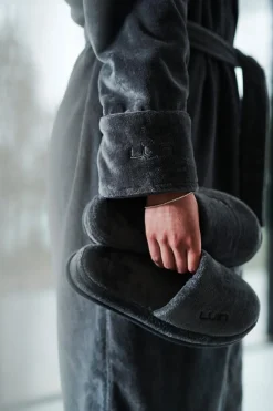 Hot Haven kylpytossut S/M dark grey Tossut Ja Tohvelit|Aamutossut