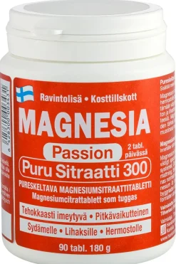 Magnesia Kivennäis- Ja Hivenaineet<Passion Puru Sitraatti 300 Magnesiumsitraattitabletti90 tabl