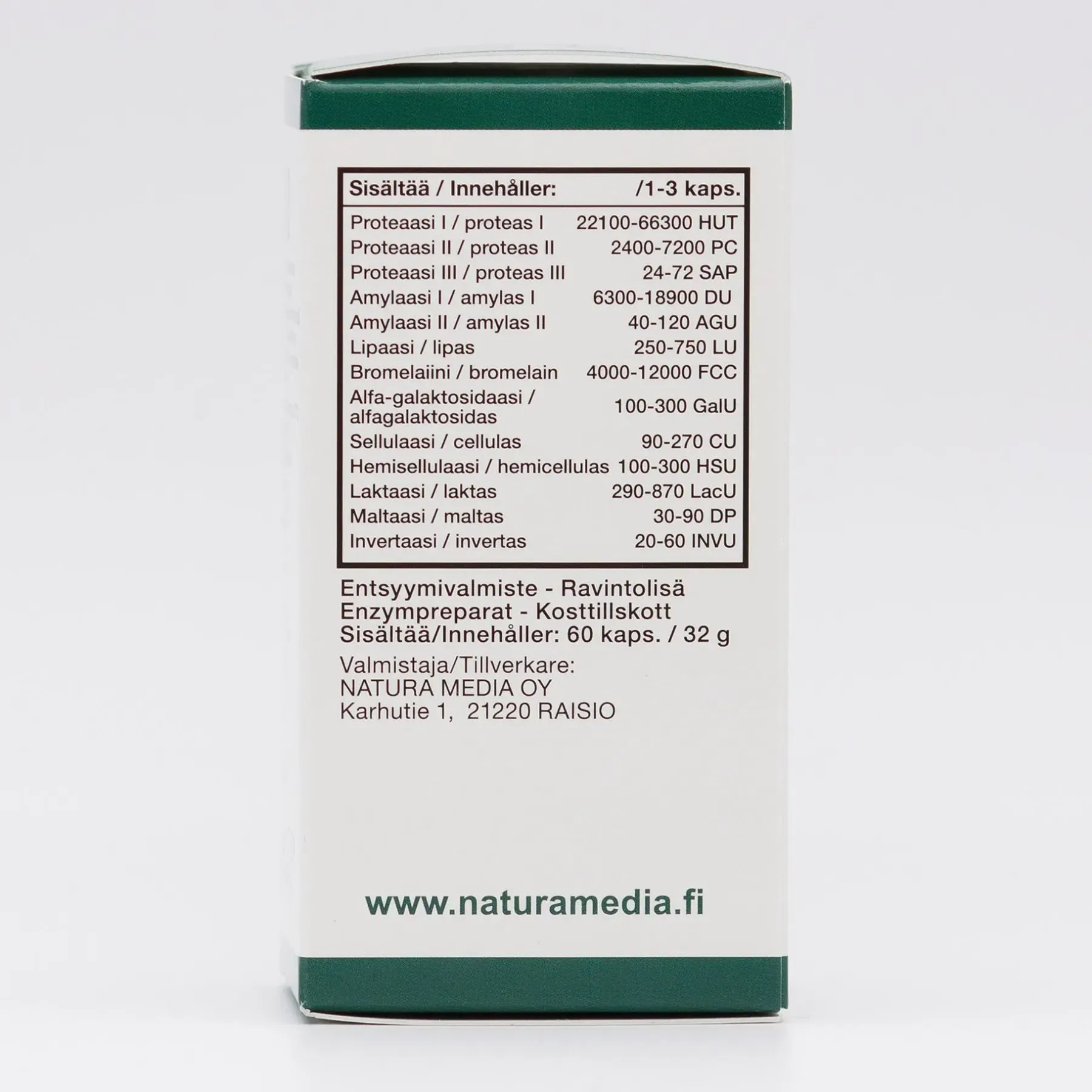 Natura Media Vatsan Hyvinvointivalmisteet<n Monizym® X10 entsyymikapseli 60 kaps.