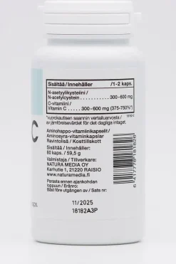 New n NAC+C ravintolisä 80 kaps. Aminohapot