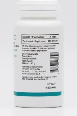 Natura Media Erityisvalmisteet<n Superpeptaasi 120.000 PC 80 kaps.