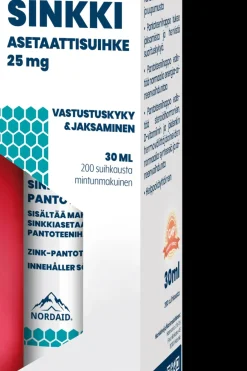 Hot Nordaid sinkkiasetaattisuihke 30 ml Kivennäis- Ja Hivenaineet