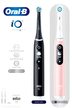 Clearance iO6 Black Lava ja Pink Sand -Sähköhammasharja Braun-tekniikalla Suuhygienia|Suuhygienia