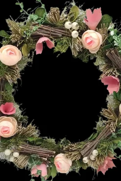 Outlet Kukkatarha kranssi 35 cm vaaleanpunainen Koriste-esineet