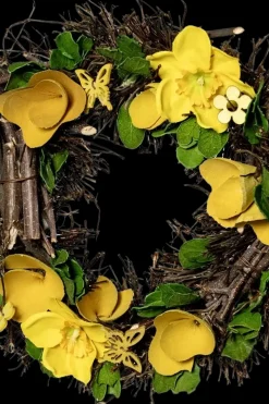 Online Kukkatarha kranssi 25 cm keltainen Koriste-esineet