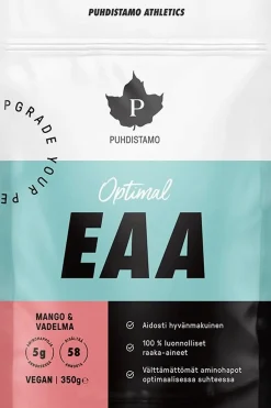 Discount Athletics Optimal EAA -jauhe Mango-Vadelma 350 g Aminohapot