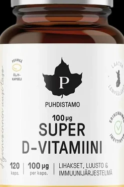 Puhdistamo Vitamiinit<Super D-vitamiini 100 µg 120 kapselia