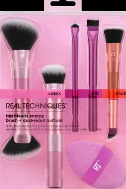 Real Techniques Meikkipakkaukset|Meikkisiveltimet Ja -Välineet<Big Blends Energy Brush + Dual-Sided Puff Set -meikkivälinesetti