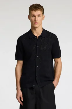 SELECTED Neuleet<HOMME Slharco ss knit structure polo cardigan neuletakki