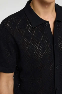 SELECTED Neuleet<HOMME Slharco ss knit structure polo cardigan neuletakki