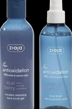 Ziaja Kasvojenhoito<Acai kuoriva puhdistusgeeli+kasvovesisuihke 200+200 ml
